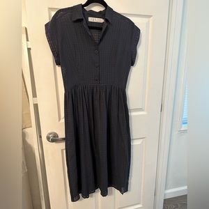 Christy Dawn Piper Dress L US 8 Navy Sheer Plaid